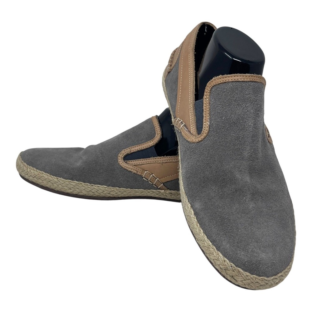 Cole Haan Mens Gray Suede Neutral Leather Slip On Espadrille Loafers 9.5M Casual